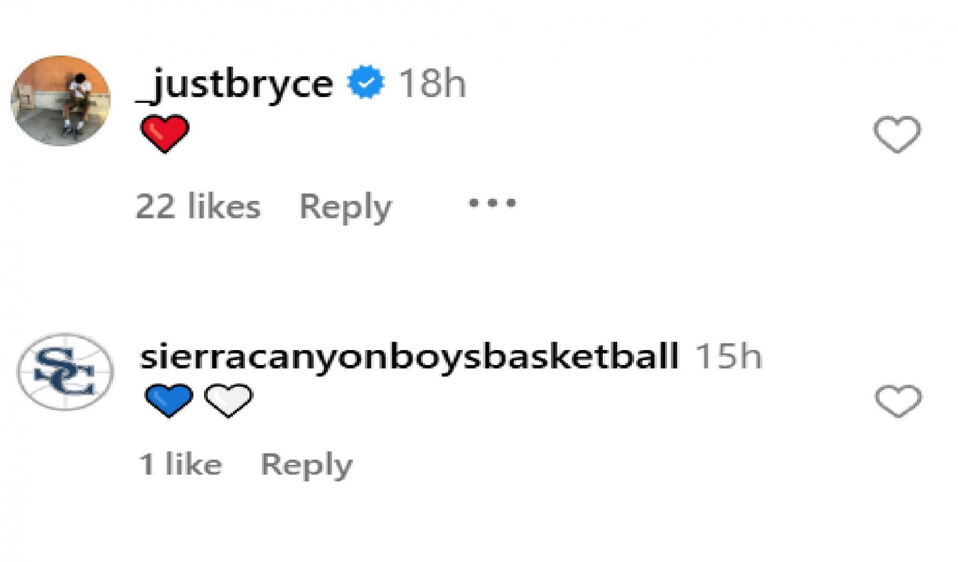 Bryce James and Sierra Canyon Boys Basketball react to clip of Trailblazers' championship season (source: IG/ vincentfilms)